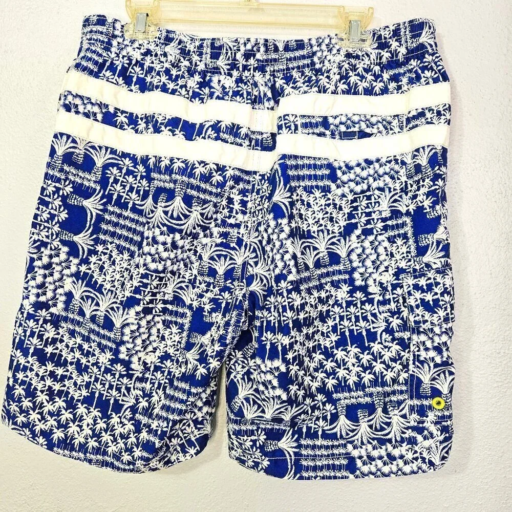Tommy Bahama Men's Blue Hawaiian Print Relaxed Swim Trunks Size L